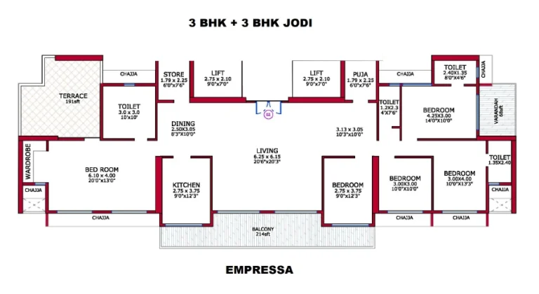 3 BHK Jodi - 3560 sq.ft